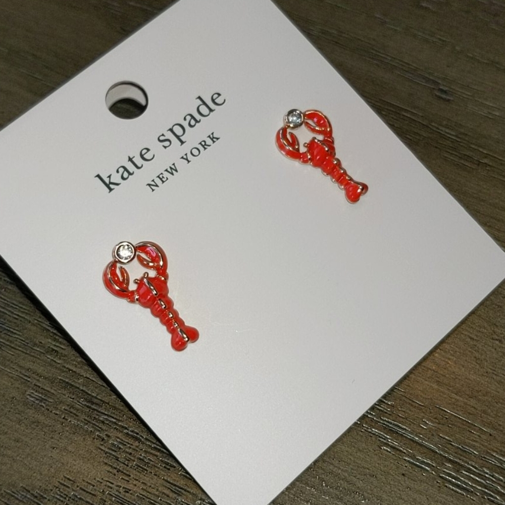 NEW Kate Spade Love Lobster Stud Earrings - Picture 5 of 6